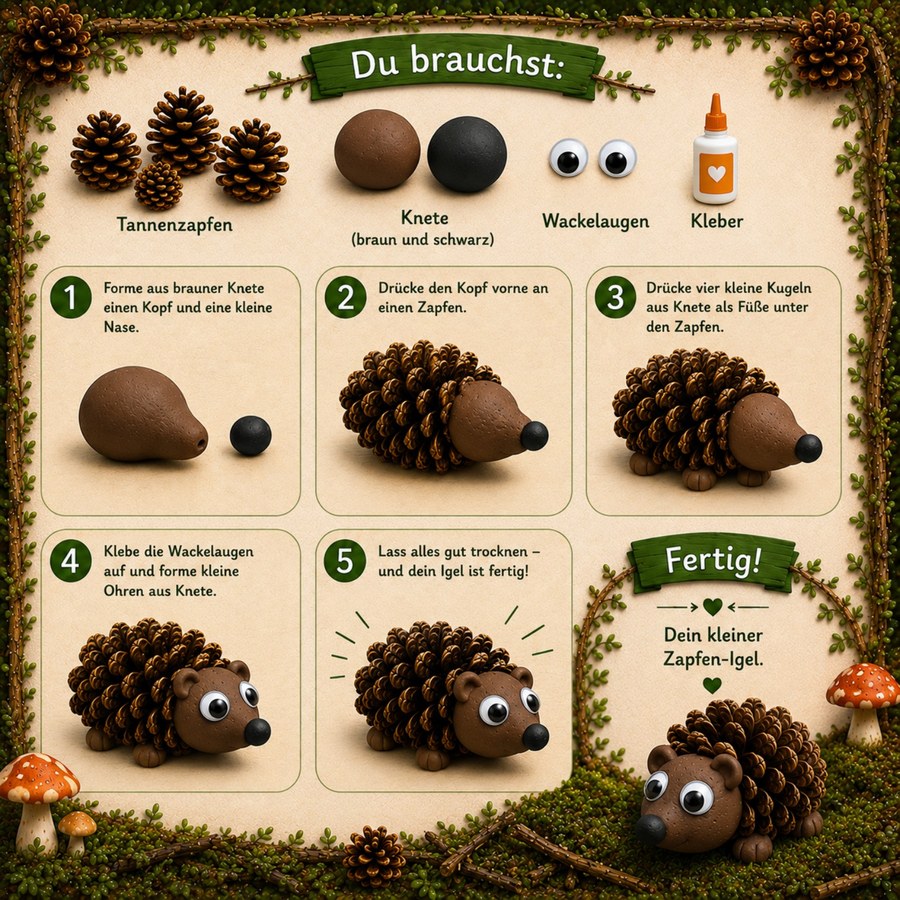 Zapfen-Igel basteln
